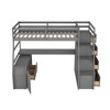 Loft Bed Twin Size Wooden Frame Bed With 7 Drawers 2 Shelves 1 Desk Space-Saving Design For Kids Bedroom Furniture - 4 of 4