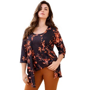 Roaman's Printed 2 Piece Tank And Cardigan Set - 1 of 4
