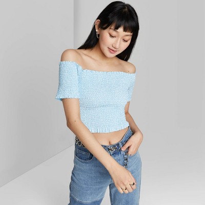 cropped smocked top