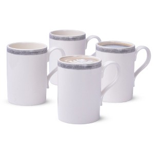 Portmeirion Potter's 9oz Brushstroke Breakfast Mug, Set of 4, Elegant Earthenware Tea Mugs with Handle, Ideal Gift for Coffee Lovers - Grey - 1 of 4