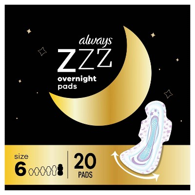 Always ZZZ Overnight Pads with Wings - Size 6 - 20ct