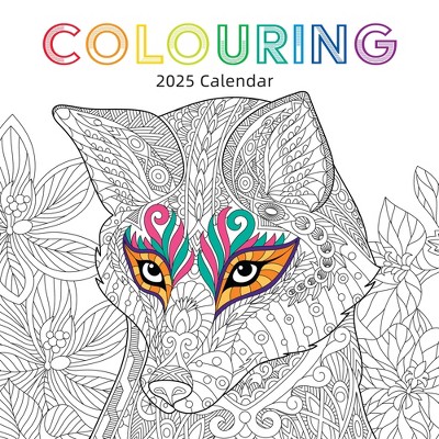 The Gifted Stationery 2025 Square Wall Calendar, Colouring, 16-Month Lifestyles Theme with 180 Reminder Stickers (12x12 In)