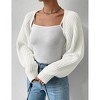 Women's Long Sleeve Open Front Knitted Crop Sweater Cardigan Drop Shoulder Knit Bolero Shrug - 3 of 4
