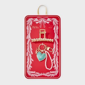 Claw Hair Clip and Bag Charm Pearls - A New Day™ Gold - 1 of 4