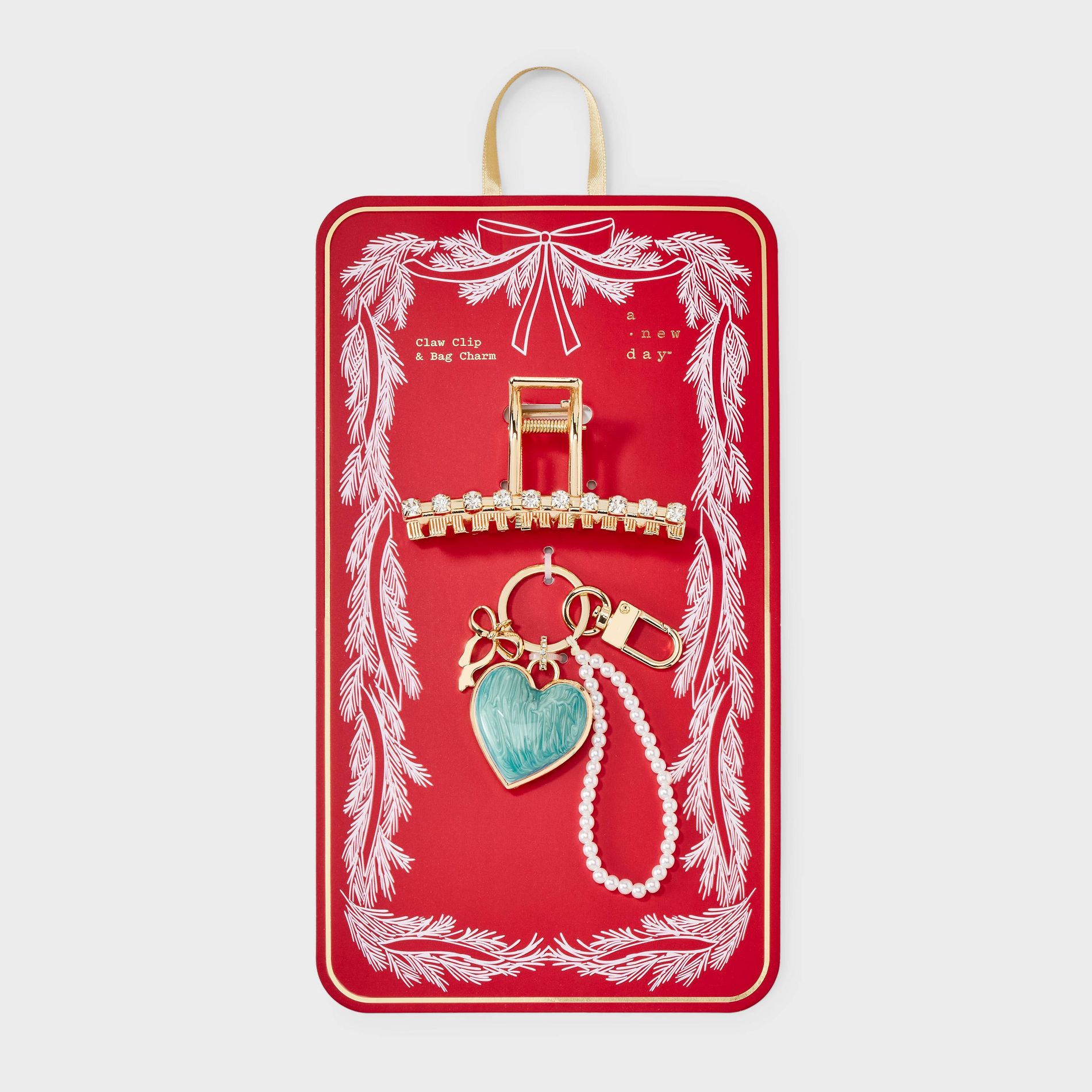 Claw Hair Clip and Bag Charm Pearls - A New Day™ Gold