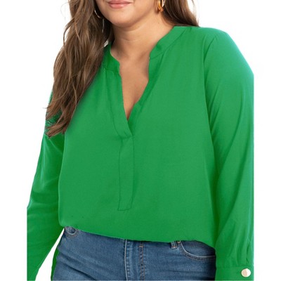 ELOQUII Women's Plus Size Mandarin Collar Tunic