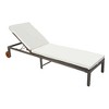 Outsunny Patio Wicker Chaise Lounge with Wheels, Outdoor Rattan Sun Lounger with 4 Position Adjustable Backrest and Cushions, Cream White - 4 of 4