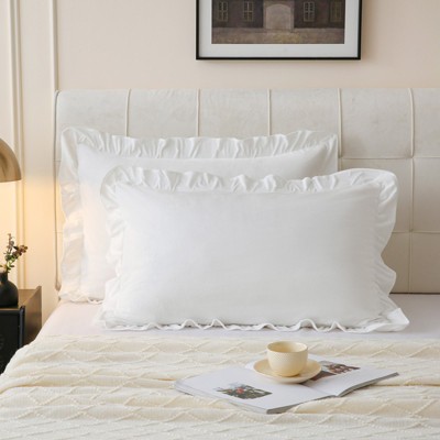 Velvet Ruffle Pillowcases – Luxurious Soft Velvet Pillow Covers with Elegant Fringe, Pocket Closure, Queen/King/Body Options