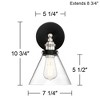 360 Lighting Burke Industrial Modern Wall Light Sconce Black Brushed Nickel Hardwire 7 1/4" Fixture LED Clear Glass for Bedroom Bathroom Living Room - 4 of 4