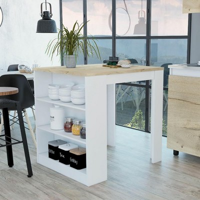 NicBex Kitchen Island Cart Morden 31" Kitchen Carts with Storage with 3 Tier Storage Shelves for Kitchen