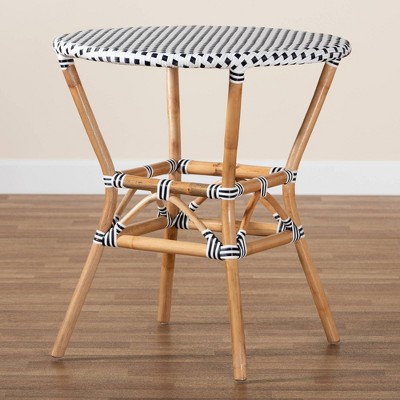 Round Black and White Rattan Cafe Dining Table