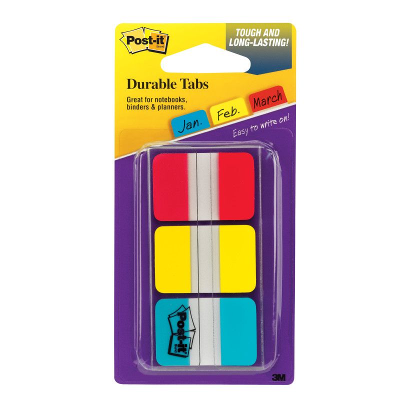 Post-It Tabs, 1" Solid, Red, Yellow, Blue, 22 Tabs/Color, 66/Dispenser, 1 of 2