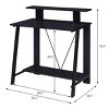 INFURNIC Desks Black Writing Desk with Upper Shelf and V-Shaped Metal Backing for Storage and Organization, Black, 32.5"*18.5"*35.5" - 4 of 4
