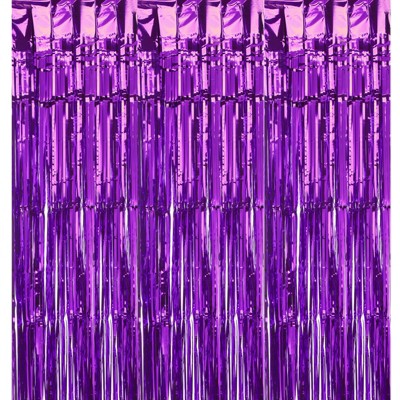 Unique Bargains Wedding Birthday Party Decoration Foil Fringe Backdrop Curtains 3 Pcs