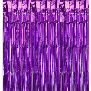 Unique Bargains Wedding Birthday Party Decoration Foil Fringe Backdrop Curtains 3 Pcs - 1 of 4