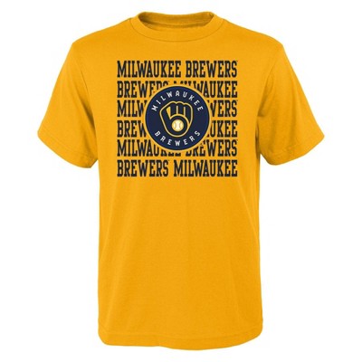 MLB Milwaukee Brewers Girls Short Sleeve Team Color Graphic Tee 