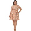 Agnes Orinda Women's Plus Size Casual Floral Tie Waist Short Sleeve Knee Length A Line Dresses - 3 of 4