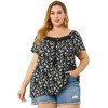 Agnes Orinda Women's Plus Size Floral Printed Tie Neck Short Sleeve Beach Square Hollow Tassel Peasant Tops - 4 of 4