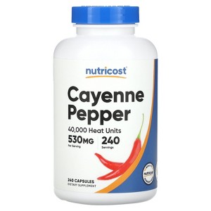 Nutricost Cayenne Pepper, 40,000 Heat Units, 530 mg, 240 Capsules - 1 of 2