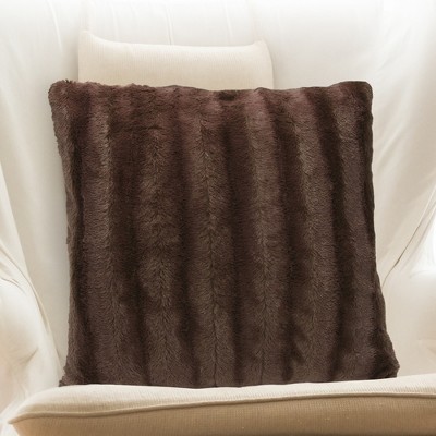 Chocolate Faux Fur 20" x 20" Throw Pillow Cover