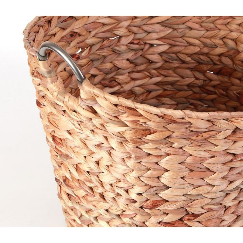 Water Hyacinth Wicker Large Round Storage Laundry Basket with Handles, 5 of 6