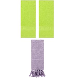 REGALWOVEN 3 Packs Solid Textured and Tassels Soft Absorbent Decorative Hand Towel - 1 of 4