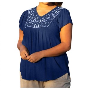Women's Karla Embroidered Blouse - PLUS - On The Plus Side - 1 of 4