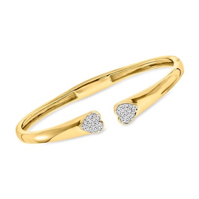 Ross-Simons 0.25 ct. t.w. Diamond Heart Cuff Bracelet in 18kt Gold Over Sterling