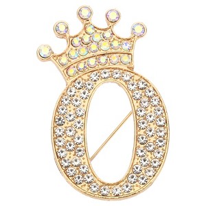 Unique Bargains Women Rhinestone Initial Alphabet Badges Pins and Clips - 1 of 4