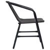 vidaXL Garden Chair Set of 4 Black Plastic rattan, steel Standard - 4 of 4