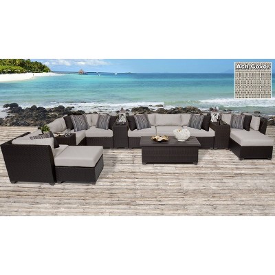 Barbados 14pc Patio Sectional Seating Set with Cushions - Ash - TK Classics