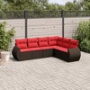 vidaXL 6 Piece Garden Sofa Set with Cushions - Brown Without Table - 2 of 4