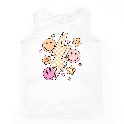 The Juniper Shop SmileyWorld Checkered Lightning Floral Youth Tank Top