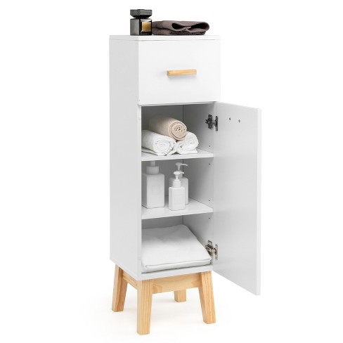 VASAGLE Slim Bathroom Storage Cabinet, Narrow Bathroom Cabinet,  Freestanding Cabinet with Storage Drawers and Adjustable Shelf, for Small  Spaces