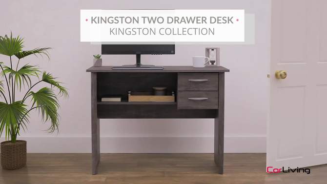 Kingston 2 Drawer Desk White - CorLiving, 2 of 12, play video
