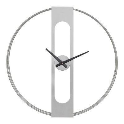 22" Silver Metal Numberless Modern Wall Clock