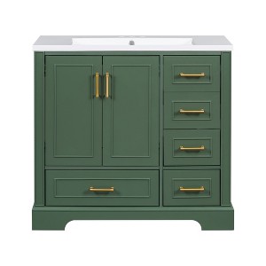 NicBex Bathroom Storage Cabinet with Sink Bathroom Cabinets with 1 Spacious Cabinet, 4 Storage Drawers for Bathroom, Green - 1 of 4