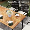 Tangkula 7- Piece Patio Dining Furniture Set Acacia Wood and Wicker Dining Table Armchairs Navy/Red/White/Turquoise - 2 of 4