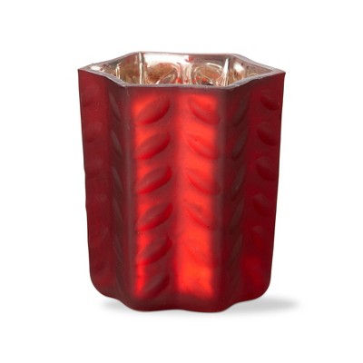 tag Dazzle Glass Tealight Candle Holder Red, 3.0L x 3.0W x 3.5H inches, Decorative Use Only