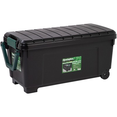 Remington 42 Gal Black Plastic Rolling Storage Trunk with Handle