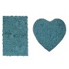 Bell Flower Collection Tufted Bath Rugs, Extra Soft and Absorbent, Non-Slip Bath Mats, Machine Washable Bathroom Mats, 2 Piece Set with Heart, Blue - 2 of 4