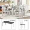 7-Piece Retro Extendable Dining Table Set with 6 Upholstered Chairs, Solid Wood & Distressed Finish for Dining Room and Kitchen - 3 of 4