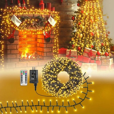 Ollny 400 LED Warm White Christmas Cluster Lights (Green Cable, Connectable, 8 Modes, IP44 Waterproof)