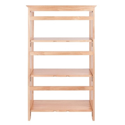 Natural Light Wood 4-Tier Foldable Bookshelf