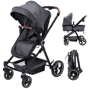 2 in1 Baby Stroller, High Landscape Infant Stroller, Reversible Bassinet Pram Stroller - 1 of 4