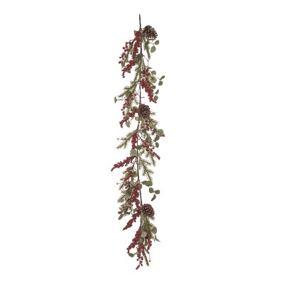Transpac Artificial 58 in. Multicolor Christmas Twig Berry and Eucalyptus Garland