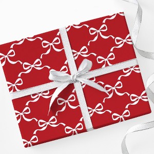 Personalization Mall Christmas Bow Red Wrapping Paper Roll - 1 of 4