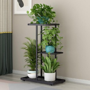 Plant Stand Indoor Outdoor, 3 Tier 4 Potted Metal Flower Shelf For Multiple Plants, Plant Shelf Corner Display Rack - 1 of 4