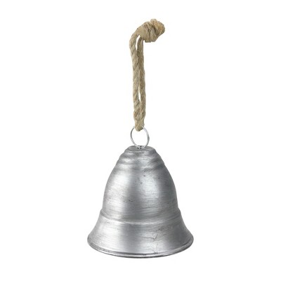 Melrose 8.5" Silver and Beige Country Rustic Hanging Christmas Bell