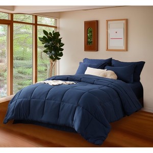Bedsure Bed in a Bag – 5–7 Piece Solid Comforter Set with Sheets and Pillowcases - 1 of 4